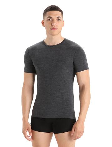 Pánské Spodní Prádlo Icebreaker Merino Anatomica Krátké Sleeve Crewe T-Shirt Černé Šedé | CZ 1645OKIR